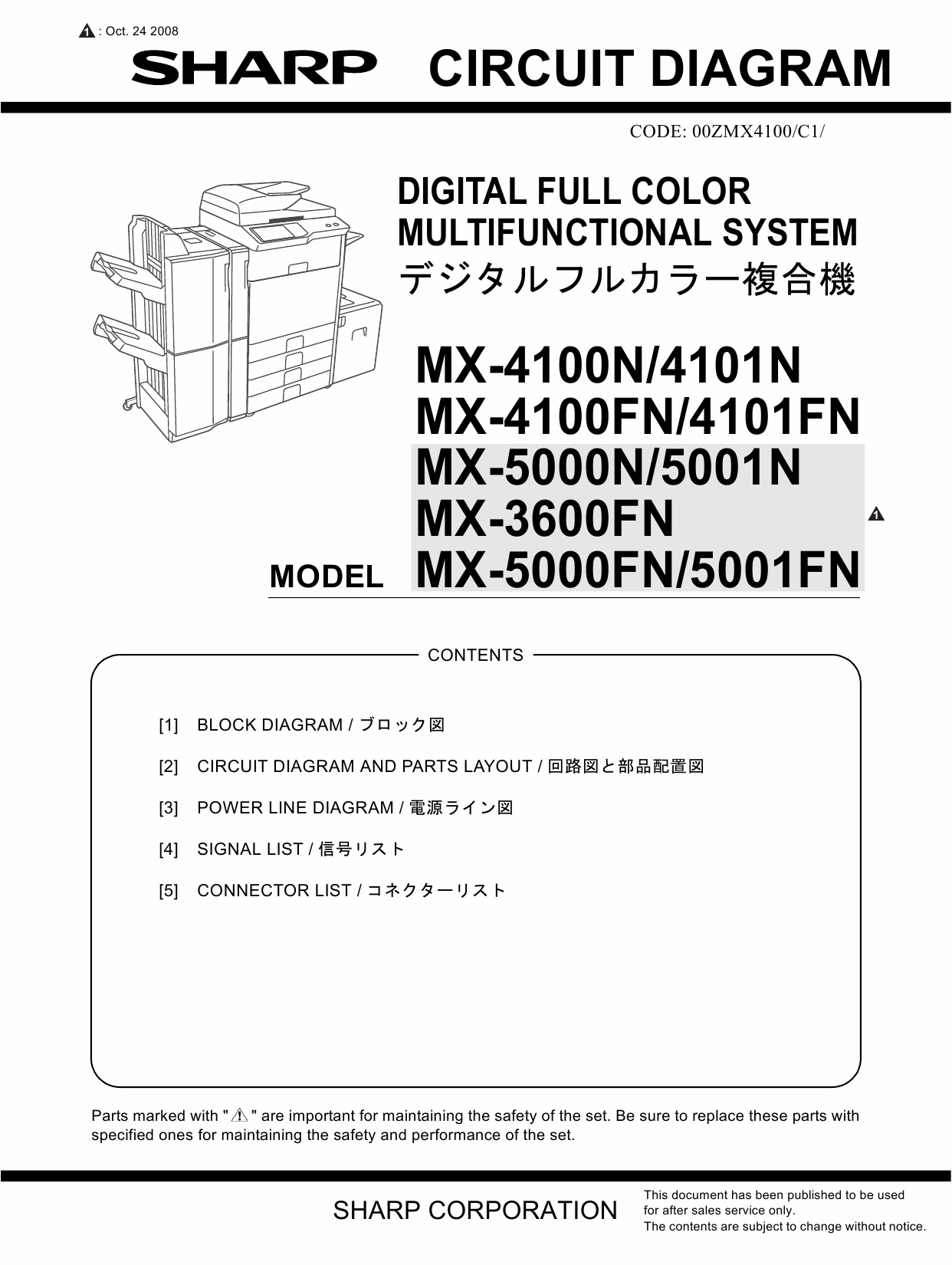 SHARP MX 3600 4100 4101 5000 5001 N-FN Circuit Diagrams-1